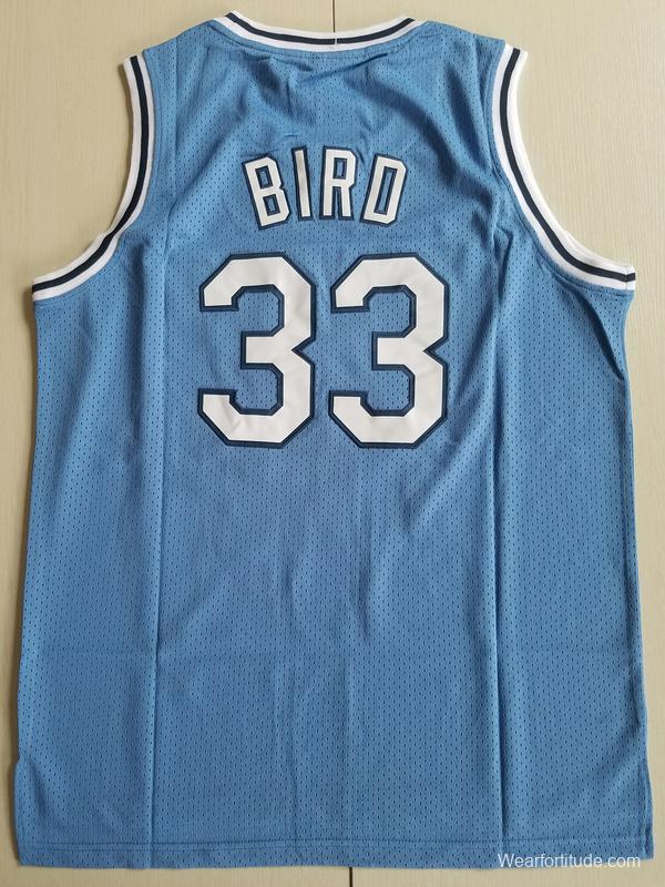 Larry Bird 33 Indiana State College Light Blue Basketball Jersey