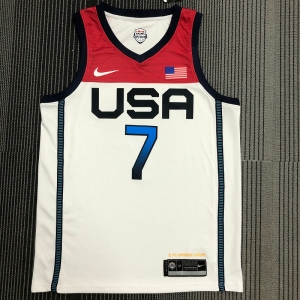 Thai Version Men's Kevin Durant White USA Basketball Player Jersey