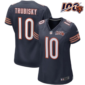 Women's Mitchell Trubisky Navy 100th Season Player Limited Team Jersey