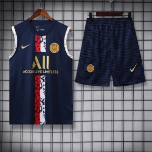 22/23PSG Royal Blue Golden Shield Pre-match Training Jersey Vest