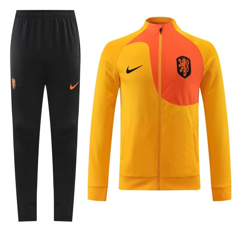 2022 Netherlands Yellow Full Zipper Tracksuit