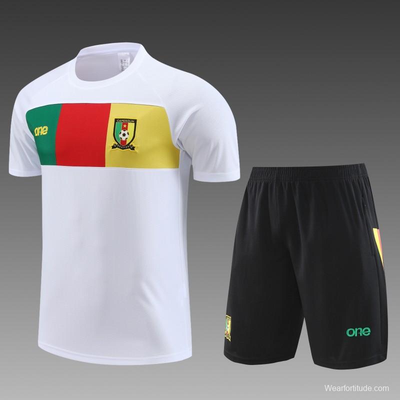 2023 Cameroon White Short Sleeve+Shorts